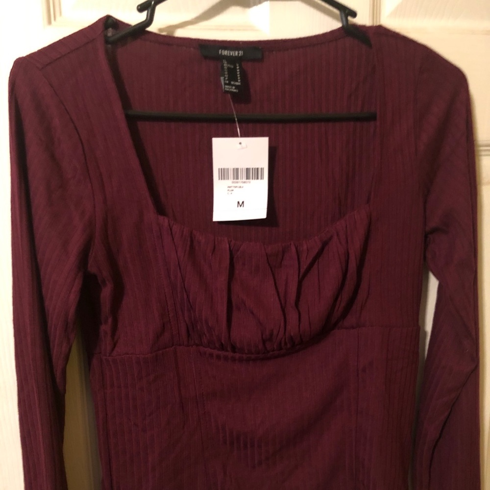Burgundy, medium sized Forever21 shirt
